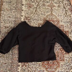 Eve gravel xs puff sleeve half top black
